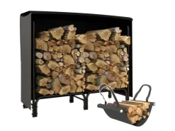 Outsunny Kaminholzregal Feuerholzregal für Garten Metall Schwarz