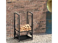Outsunny Holzregale^Kaminholzständer 2 Schichte Kaminwerkzeug 40x30x74,5cm