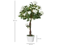 Outsunny Kunstpflanzen^Künstliche Pflanzen Kunststoff Stoff Weiß 18L x 18B x 90H cm