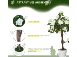 Outsunny Kunstpflanzen^Künstliche Pflanzen Kunststoff Stoff Weiß 18L x 18B x 90H cm