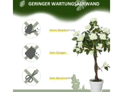 Outsunny Kunstpflanzen^Künstliche Pflanzen Kunststoff Stoff Weiß 18L x 18B x 90H cm