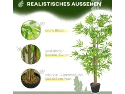 Outsunny Kunstpflanzen^Künstlicher Bambus Kunststoff Zement Ø17 x 150H cm