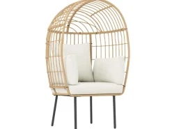 Outsunny Stühle^Rattansessel Stahl PE-Rattan 95L x 80B x 155H cm Beige