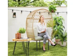 Outsunny Stühle^Rattansessel Stahl PE-Rattan 95L x 80B x 155H cm Beige