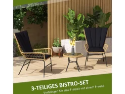 Outsunny Stühle^Rattan-Sitzgruppe PE-Rattan Polyester 76L x 66B x 96H cm Schwarz