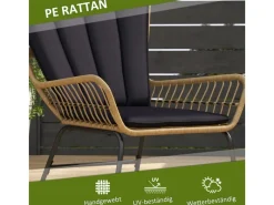 Outsunny Stühle^Rattan-Sitzgruppe PE-Rattan Polyester 76L x 66B x 96H cm Schwarz