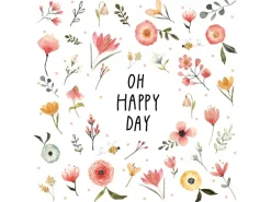 PPD Papier Servietten^Papierservietten mit Blumen und Spruch 16,5 cm x 16,5 cm 20 Stück Weiß-Gelb FSC®