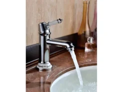 PaulGurkes Bordüren^Nostalgie Wasserhahn Einhandmischer Retro Waschtischbatterie Glänzend