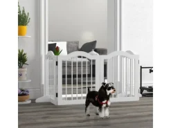 PawHut Absperrgitter mit 2 Stützfüßen und 4 Paneelen