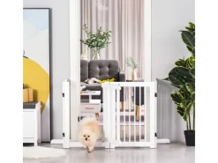 PawHut Hundebedarf^Absperrgitter mit Tür und 2 Stützfüßen