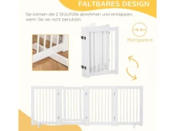 PawHut Hundebedarf^Absperrgitter mit Tür und 2 Stützfüßen