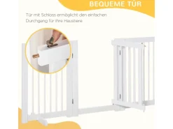 PawHut Hundebedarf^Absperrgitter mit Tür und 2 Stützfüßen