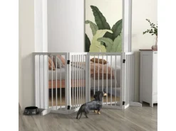 PawHut Hundebedarf^Absperrgitter 4-Teilig 206 x 76 cm Faltbar mit 2 Stützfüßen