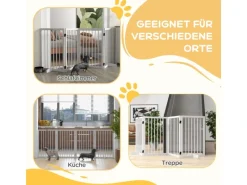 PawHut Hundebedarf^Absperrgitter 4-Teilig 206 x 76 cm Faltbar mit 2 Stützfüßen