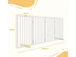 PawHut Hundebedarf^Absperrgitter 4-Teilig 206 x 76 cm Faltbar mit 2 Stützfüßen