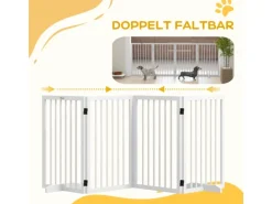 PawHut Hundebedarf^Absperrgitter 4-Teilig 206 x 76 cm Faltbar mit 2 Stützfüßen
