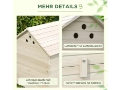 PawHut Kleintierbedarf^Entenhaus Tannenholz Naturholz 100L x 82,5B x 91H cm