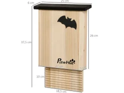 PawHut Kleintierbedarf^Fledermauskasten 3er-Set zum Aufhängen Tannenholz 25 x 6 x 37,5 cm Natur