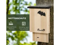 PawHut Kleintierbedarf^Fledermauskasten 3er-Set zum Aufhängen Tannenholz 25 x 6 x 37,5 cm Natur