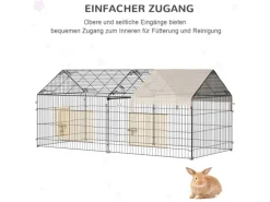 PawHut Kleintierbedarf^Freigehege Laufgitter mit Abdeckung