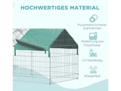 PawHut Freigehege Laufgitter mit Abdeckung 220 x 103 x 103 cm