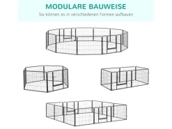 PawHut Freilaufgehege 60 cm Hoch mit Tür 12 Paneelen für Outdoor