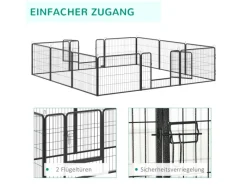 PawHut Freilaufgehege 60 cm Hoch mit Tür 12 Paneelen für Outdoor