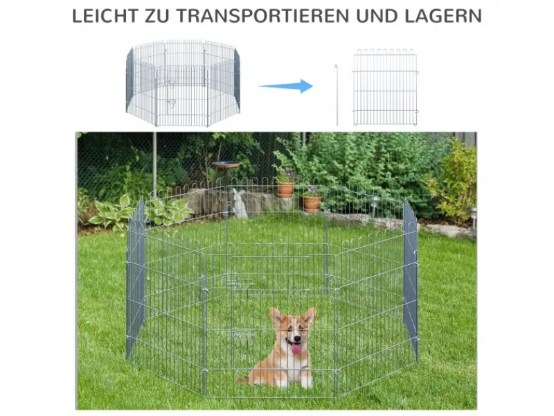 PawHut Kleintierbedarf^Freilaufgehege Laufstall für Tiere 8-Teilig