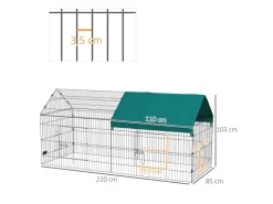 PawHut Freilaufgehege mit Abdeckung und 4 Türen