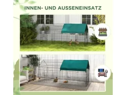 PawHut Freilaufgehege mit Abdeckung und 4 Türen
