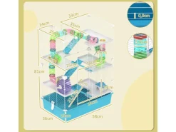 PawHut Kleintierbedarf^Hamsterkäfig Metall Kunststoff Hellblau 58L x 36B x 81H cm