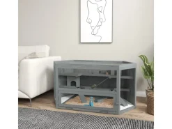 PawHut Kleintierbedarf^Hamsterkäfig Tannenholz PS-Plexiglas Grau 115L x 60B x 55H cm