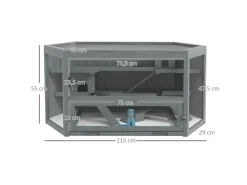 PawHut Kleintierbedarf^Hamsterkäfig Tannenholz PS-Plexiglas Grau 115L x 60B x 55H cm