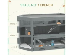 PawHut Kleintierbedarf^Hamsterkäfig Tannenholz PS-Plexiglas Grau 115L x 60B x 55H cm