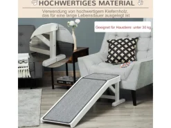 PawHut Haustierrampe mit Rutschfestem Teppich 125 x 40 x 35,5cm