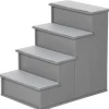 PawHut Hundebedarf^Haustiertreppe MDF Kurzplüsch Grau 40L x 59B x 54,2H cm