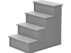 PawHut Hundebedarf^Haustiertreppe MDF Kurzplüsch Grau 40L x 59B x 54,2H cm