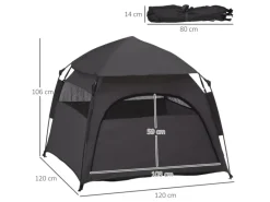 PawHut Hundebedarf^Haustierzelt Polyester Dunkelgrau 120L x 120B x 106H cm