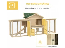 PawHut Kleintierbedarf^Hühnerstall 204 x 85 x 93 cm Hühnerhaus mit Freigehege Nistkasten
