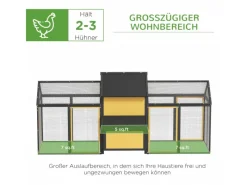 PawHut Hühnerstall aus Holz Geflügelstall mit Nistkasten Doppel-Laufstall