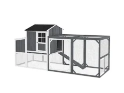 PawHut Kleintierbedarf^Hühnerstall mit Tannenholz Nistkasten Freigehege 236,5cm x 91cm x 114cm