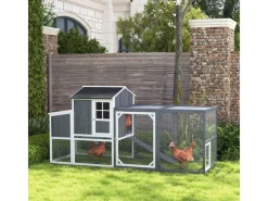 PawHut Kleintierbedarf^Hühnerstall mit Tannenholz Nistkasten Freigehege 236,5cm x 91cm x 114cm