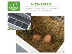 PawHut Kleintierbedarf^Hühnerstall mit Tannenholz Nistkasten Freigehege 236,5cm x 91cm x 114cm