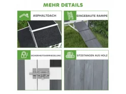 PawHut Kleintierbedarf^Hühnerstall mit Tannenholz Nistkasten Freigehege 236,5cm x 91cm x 114cm