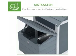 PawHut Hühnerstall mit Tannenholz Rampe Tannenholz Grau 150,5cm x 54cm x 87cm