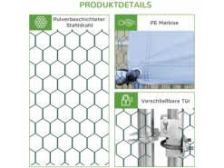 PawHut Hühnerstall Stahl Kunststoff Silber Grau 300L x 200B x 200H cm