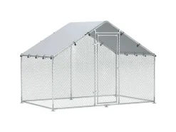 PawHut Kleintierbedarf^Hühnerstall Verzinkter Stahl Silber 300L x 170B x 190H cm