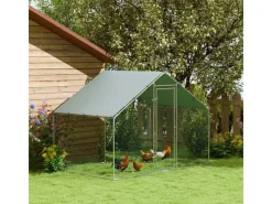 PawHut Kleintierbedarf^Hühnerstall Verzinkter Stahl Silber 300L x 170B x 190H cm