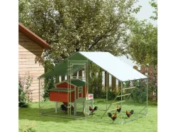 PawHut Kleintierbedarf^Hühnerstall Verzinkte Stahlrohre Stahlgitter 300L x 200B x 195H cm