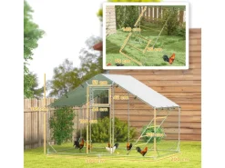 PawHut Kleintierbedarf^Hühnerstall Verzinkte Stahlrohre Stahlgitter 300L x 200B x 195H cm